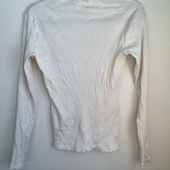 Uniqlo Cream Ribbed Long Sleeve Top - Picture 2 of 4